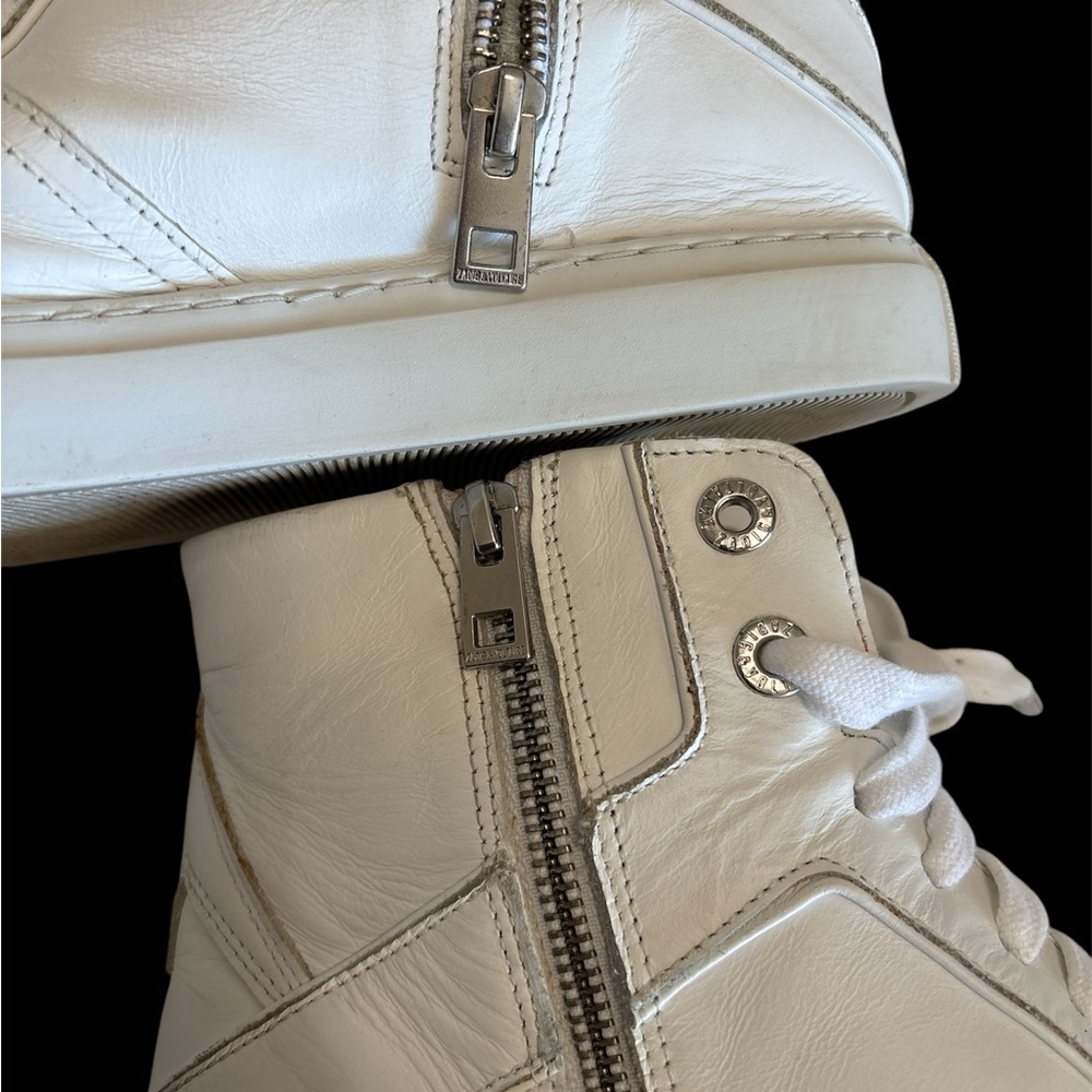 Zadig & Voltaire High Flash white Leather Sneakers SZ FR40/ US 9,MADE IN ITALY - Picture 6 of 13